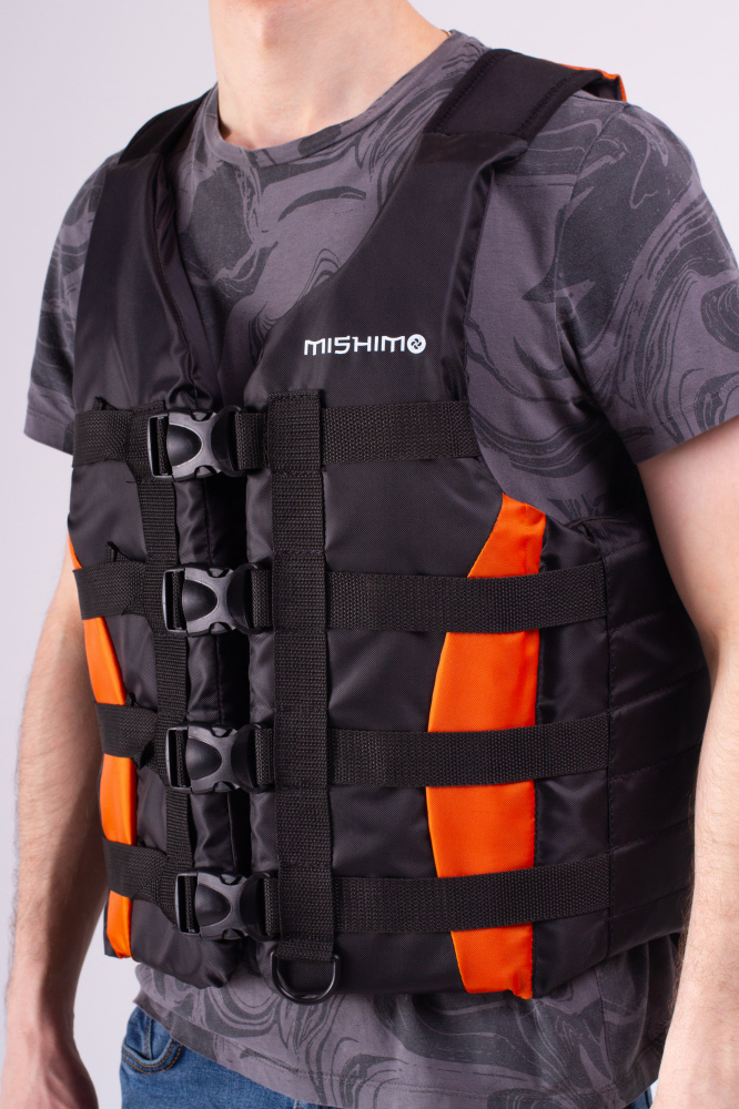 Жилет спасательный MISHIMO PRO Премиум качества Черно-оранжевый в Дзержинске